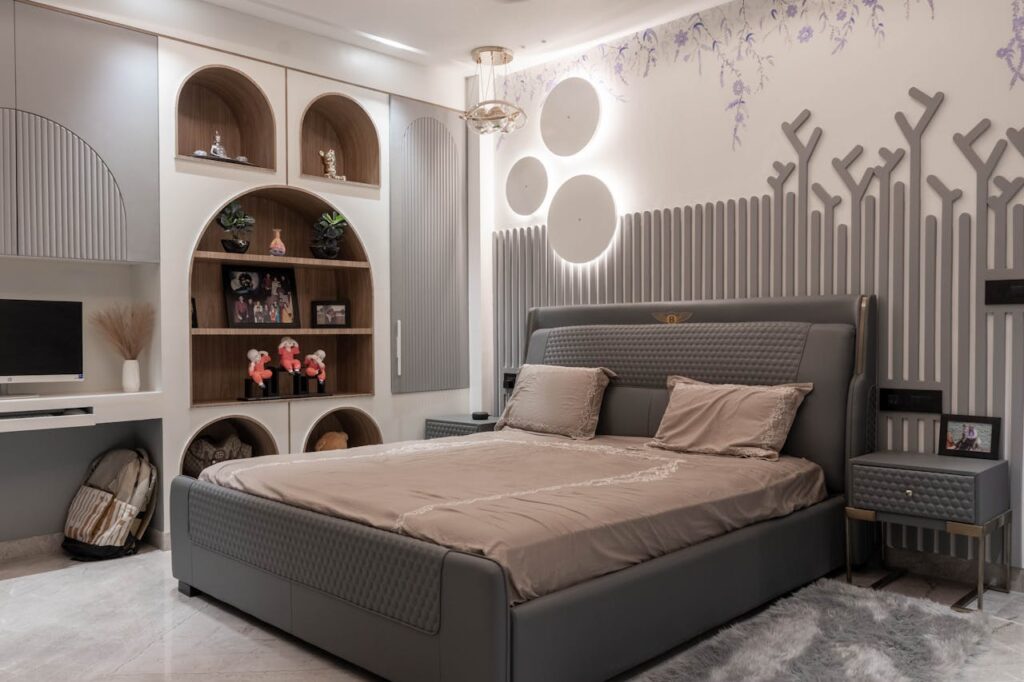 Room Remodel in Dallas Texas. Bedside new wall installations.