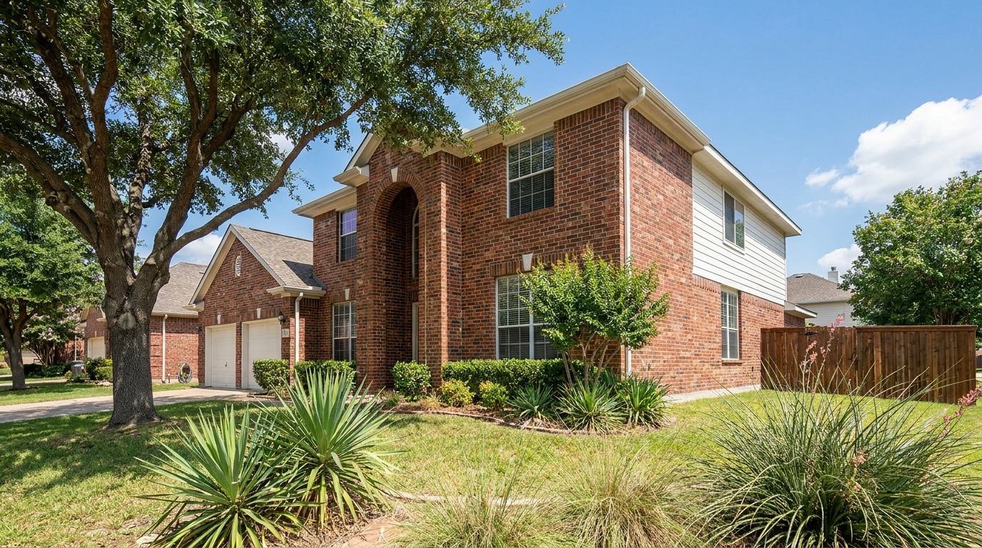 Two-story Dallas brick home with a completed second-story addition and matching brick exterior